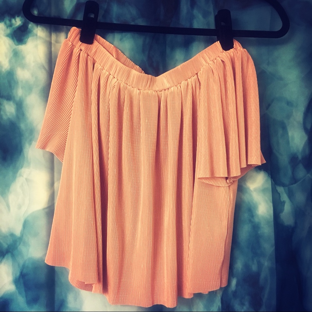 Pink Textured Off Shoulder Top